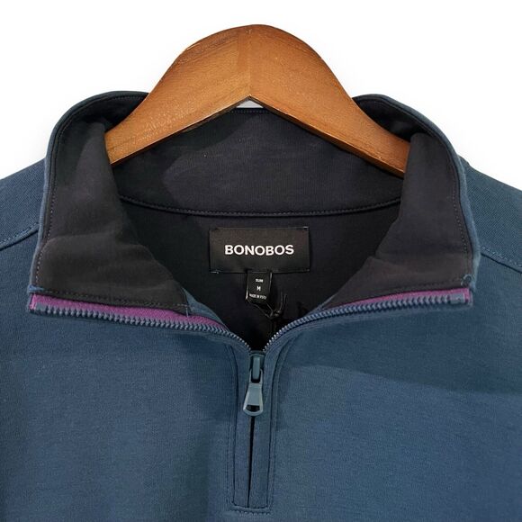 Bonobos Men's Size M Daily Grind Half Zip Pullover Night Sky Blue NWT $99 - Picture 4 of 8